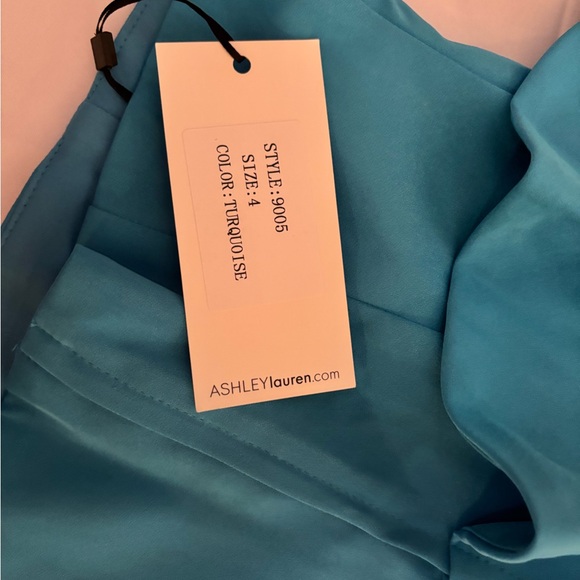 NEW WITH TAGS One shoulder turquoise top with ruffle detail by Ashley Lauren - Picture 2 of 4